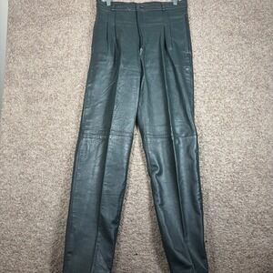 Ripples Mens 30x33 Dark Green Leather Pleated Front Dress Pants Trousers